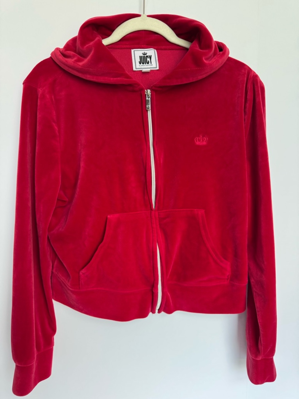 Juicy Couture Vintage Y2K Red Velour Track Jacket Women’s Size Large Coco